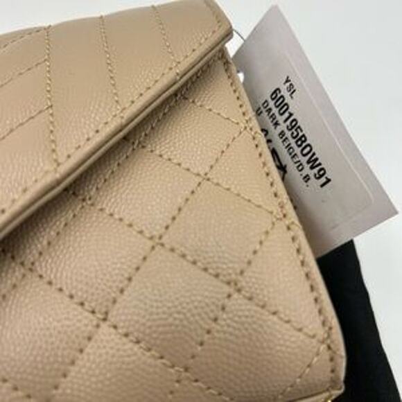 Women's SaintLaurent YSL envelope quilted grain , embossed leather made in Italy - Picture 8 of 13